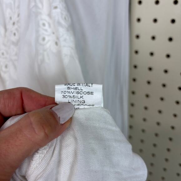 Angela Moda Italy White Silk Off-Shoulder Blouse Fairycore Whimsical - Picture 7 of 9